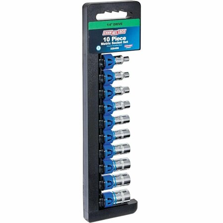 CHANNELLOCK Metric 1/4 In. Drive 6-Point Shallow Socket Set 10-Piece 328499